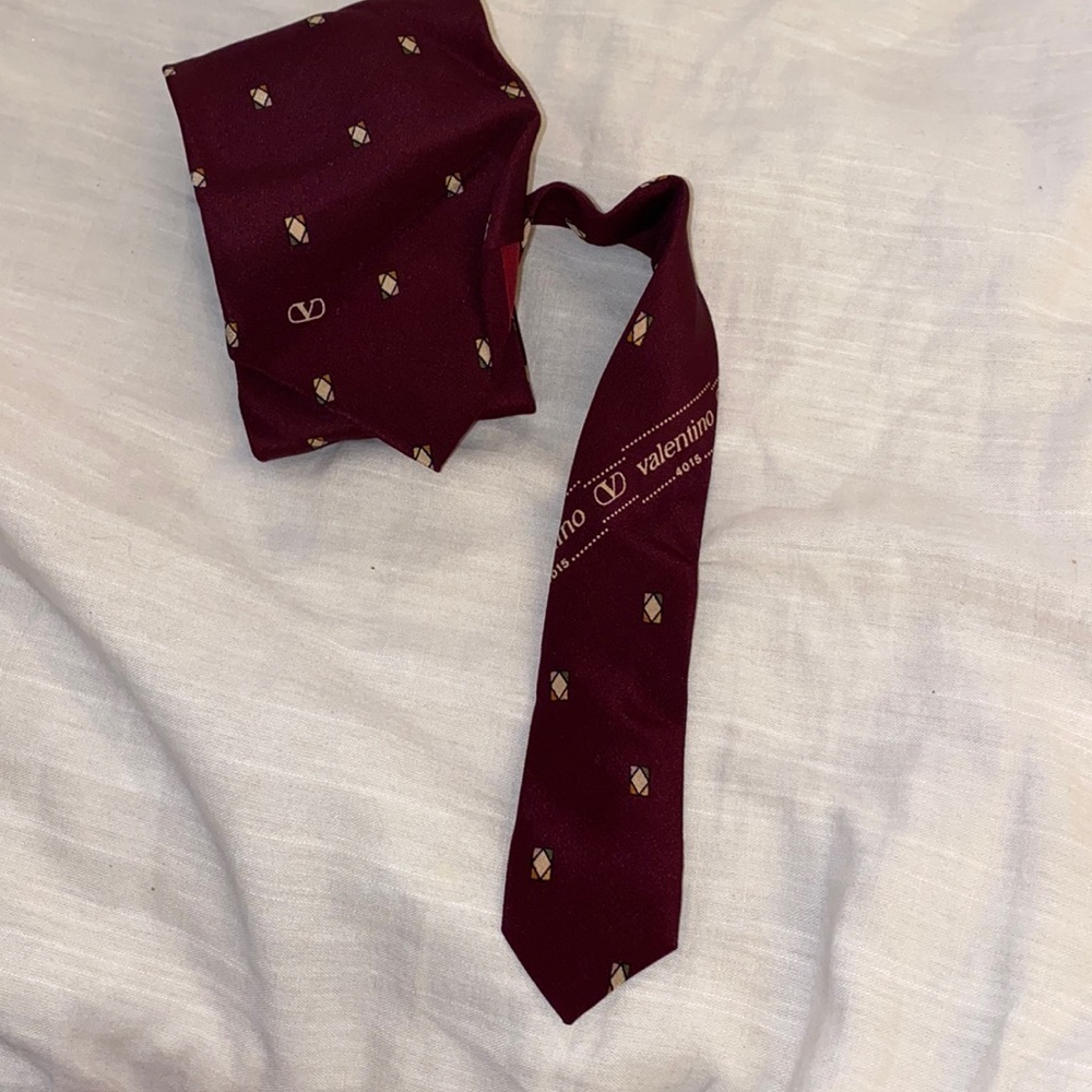 Vtg Valentino Silk Logo Neck Tie